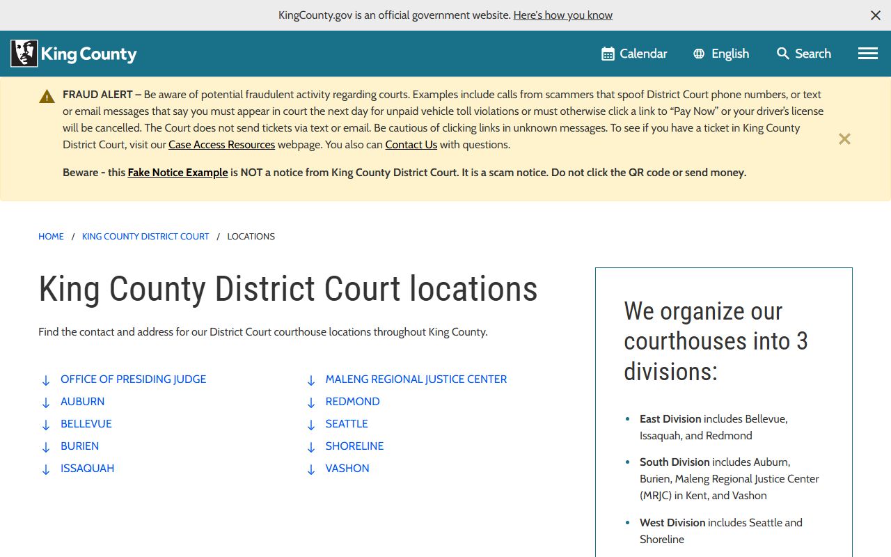 Auburn Traffic Court Records and King County District Court South Division