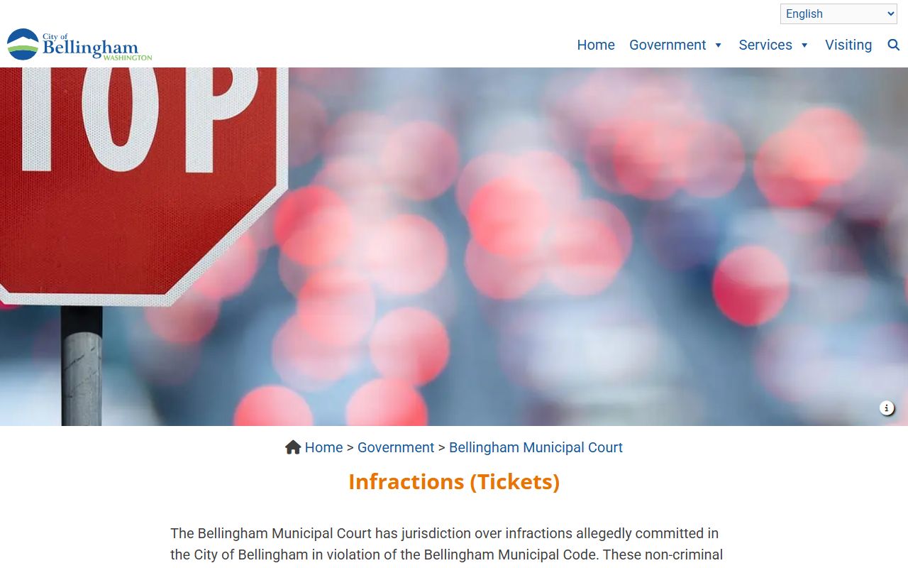 Bellingham Traffic Court Records infraction information page