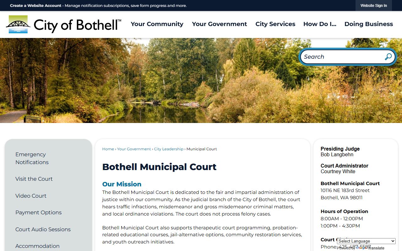 Bothell Traffic Court Records municipal court source