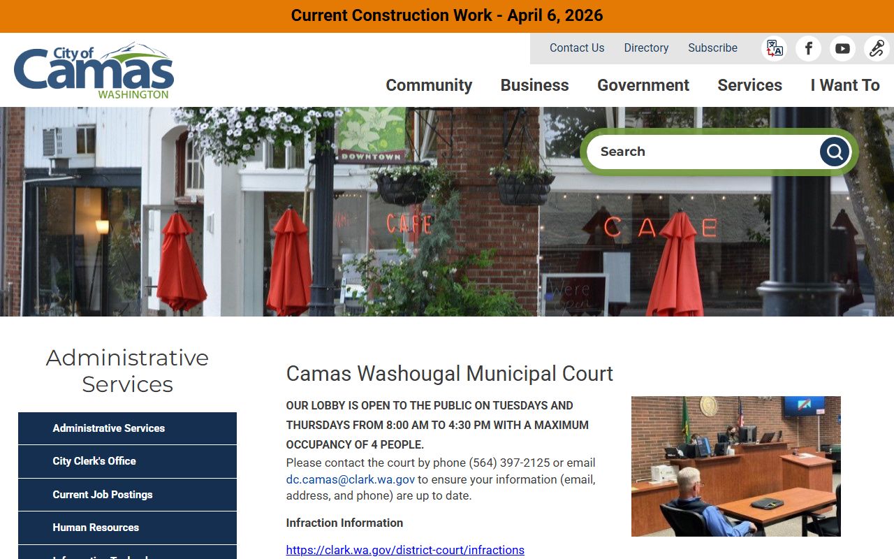 Camas Traffic Court Records municipal court source