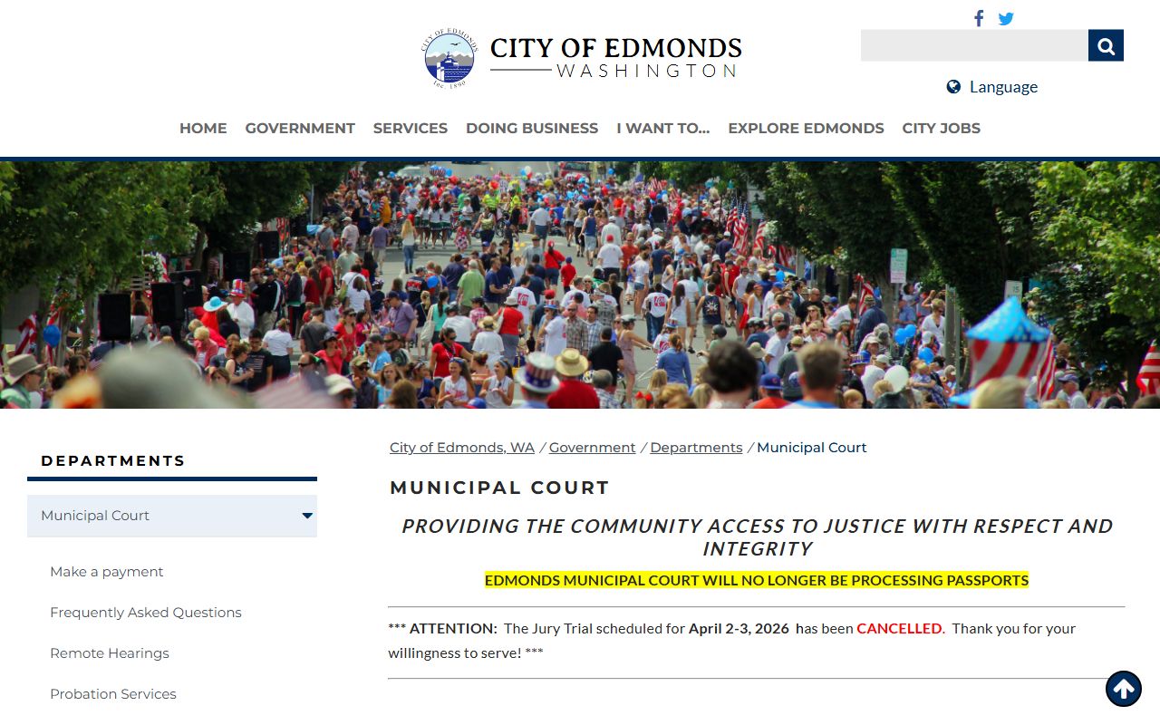 Edmonds Traffic Court Records municipal court