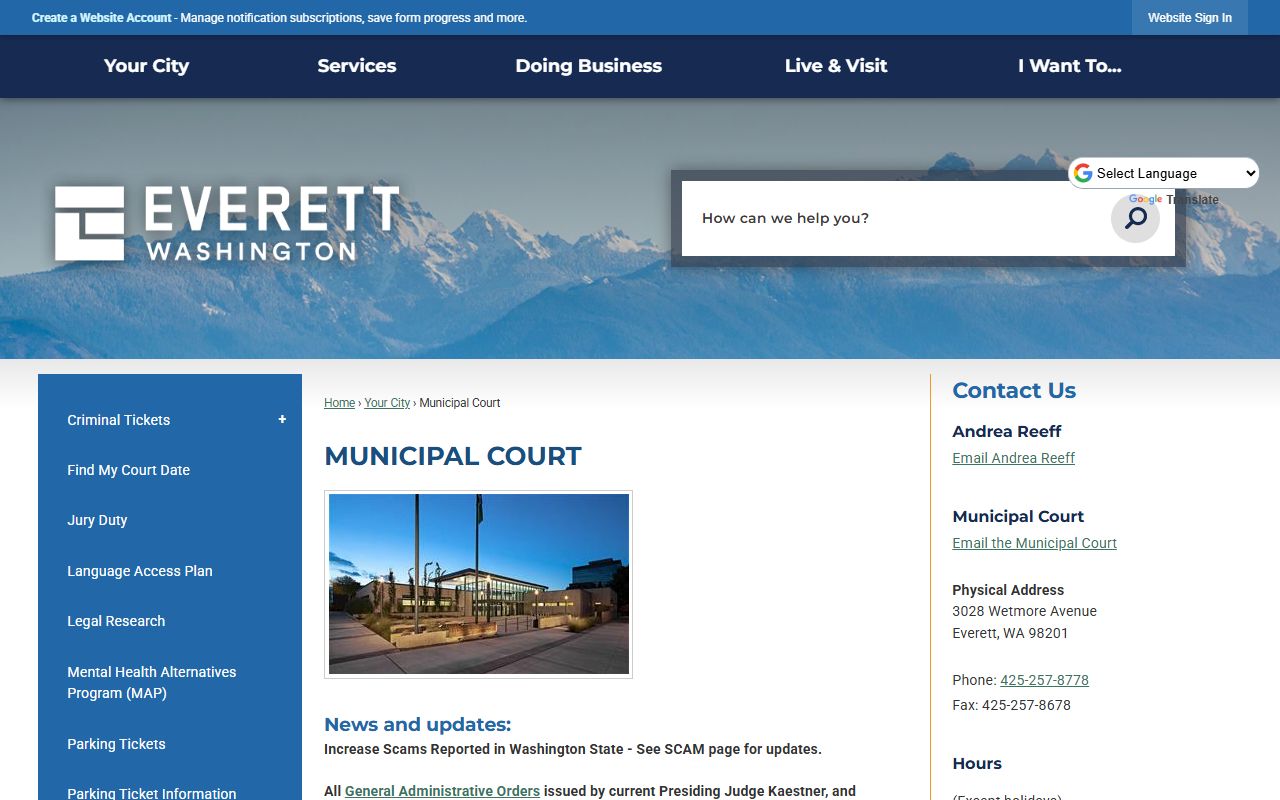 Everett Traffic Court Records municipal court