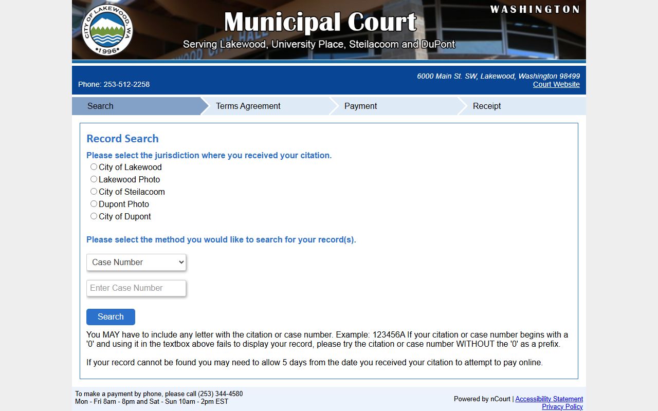 Lakewood Traffic Court Records online ticket payments