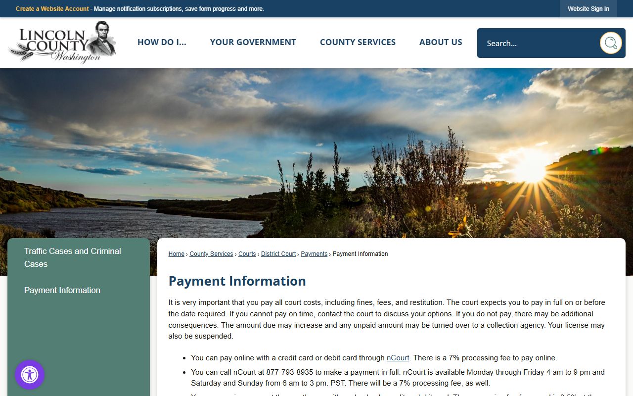 Lincoln County Traffic Court Records payment information