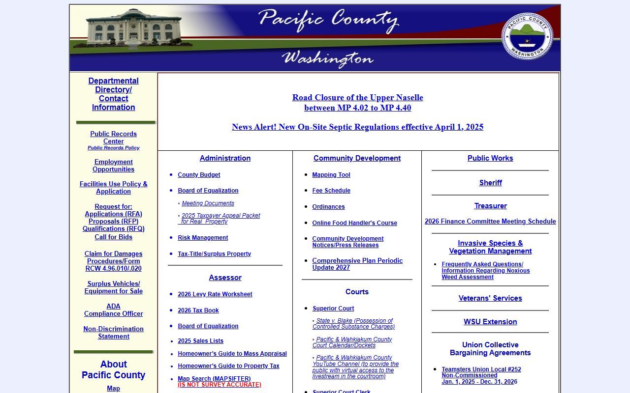 Pacific County Traffic Court Records courts homepage