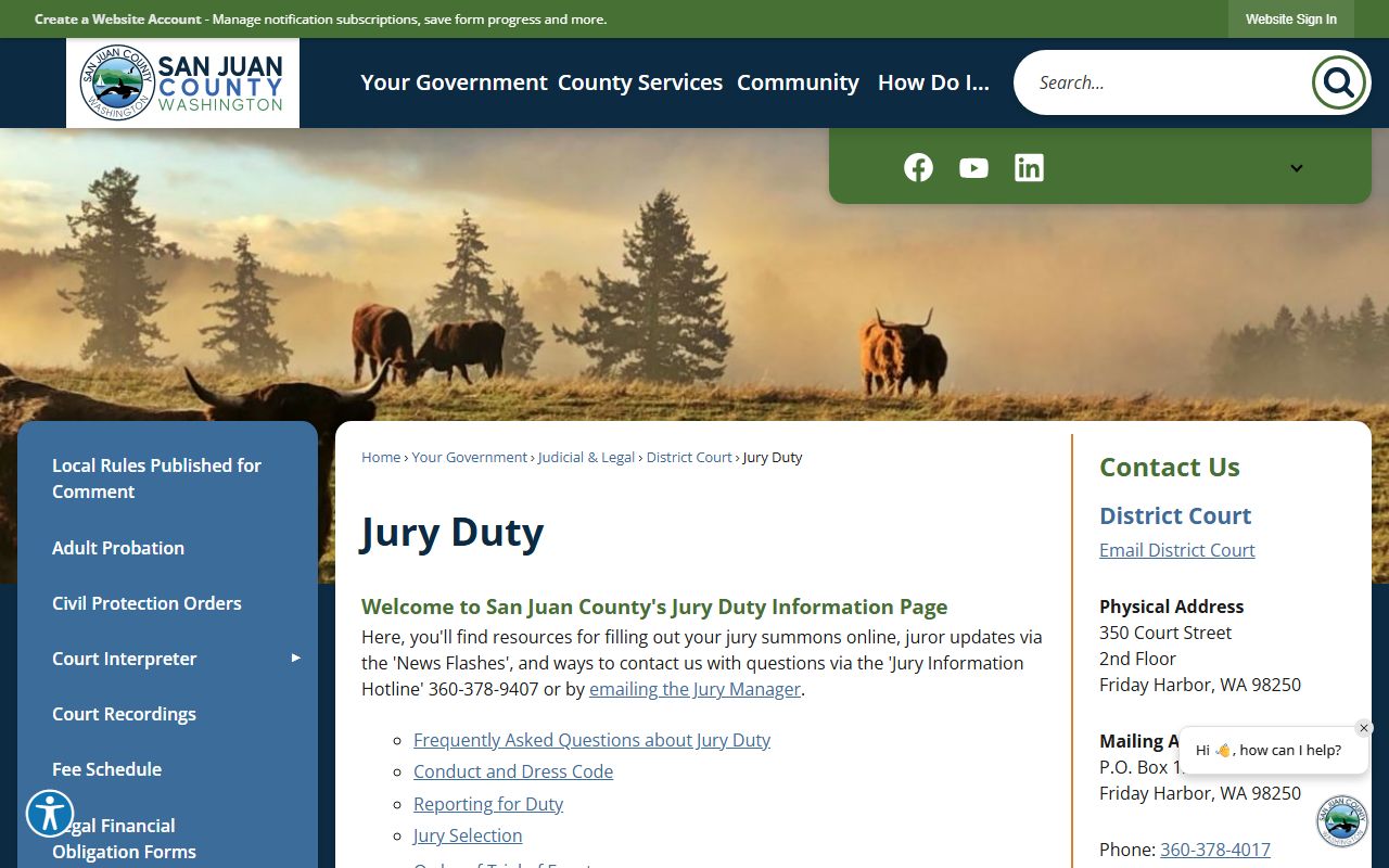 San Juan County Traffic Court Records superior court information page