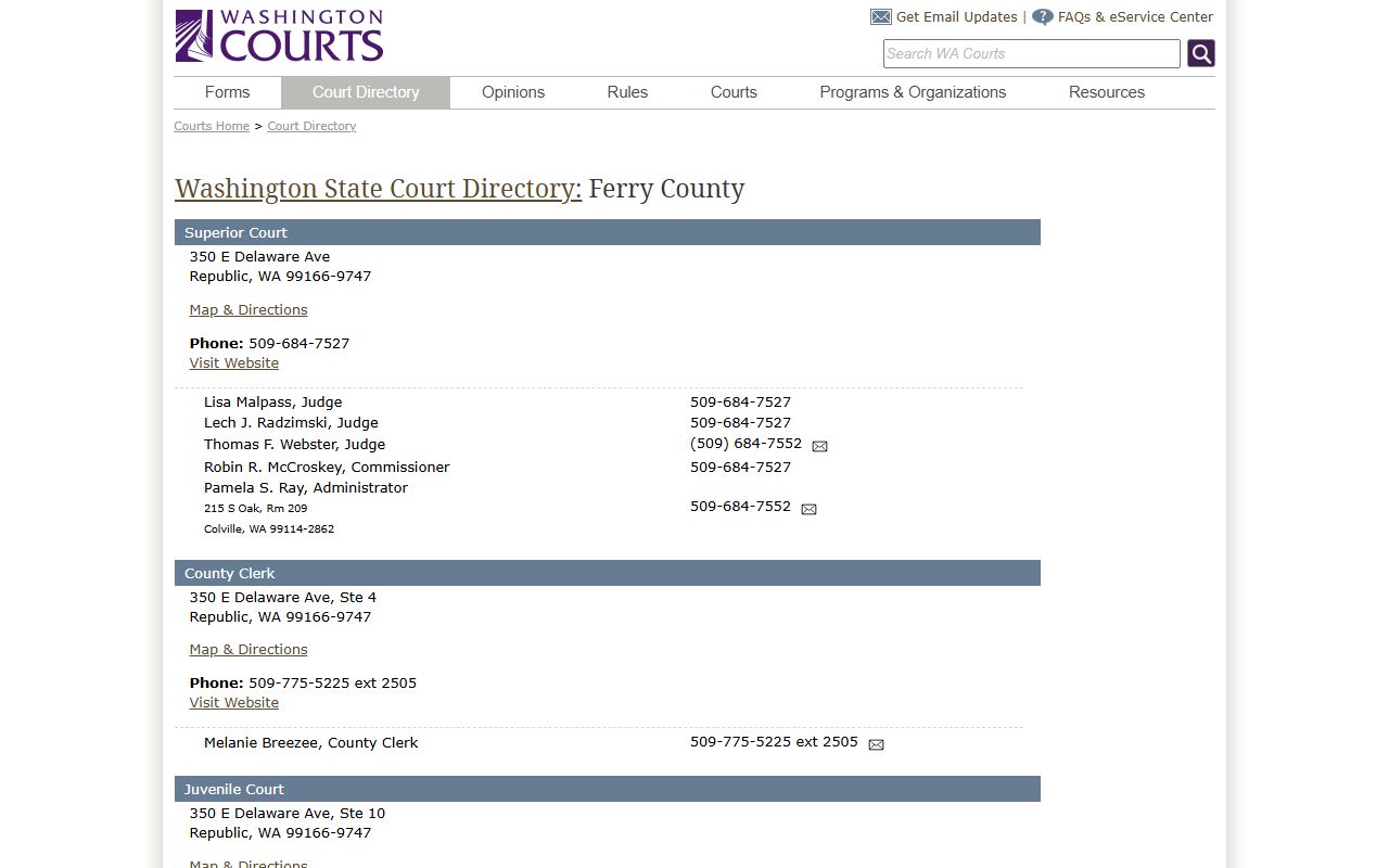 Ferry County Traffic Court Records Washington State Court Directory