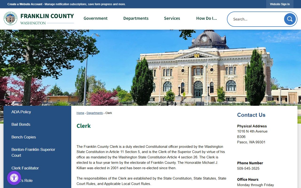 Pasco Traffic Court Records at Franklin County Clerk