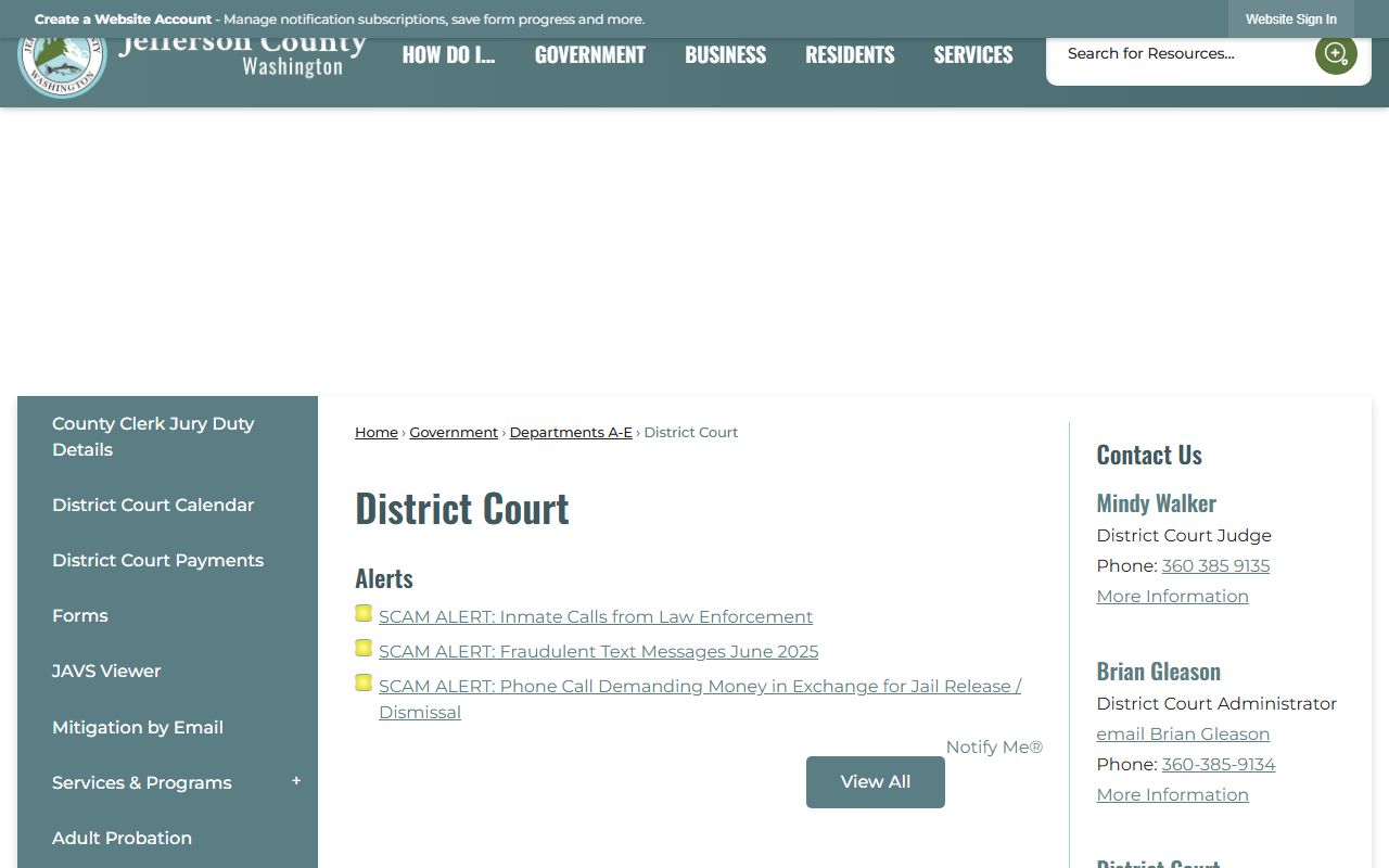 Jefferson County Traffic Court Records district court page