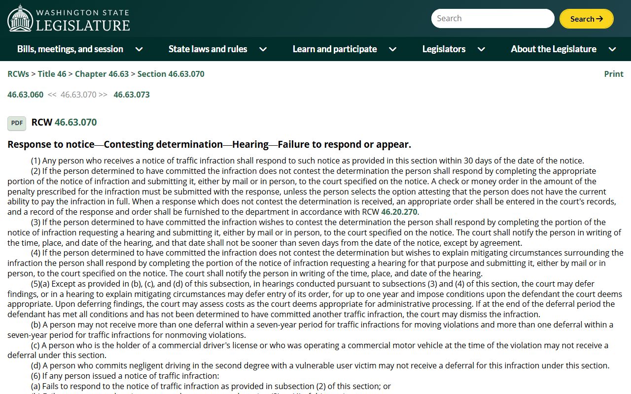 Washington Traffic Court Records response hearing source