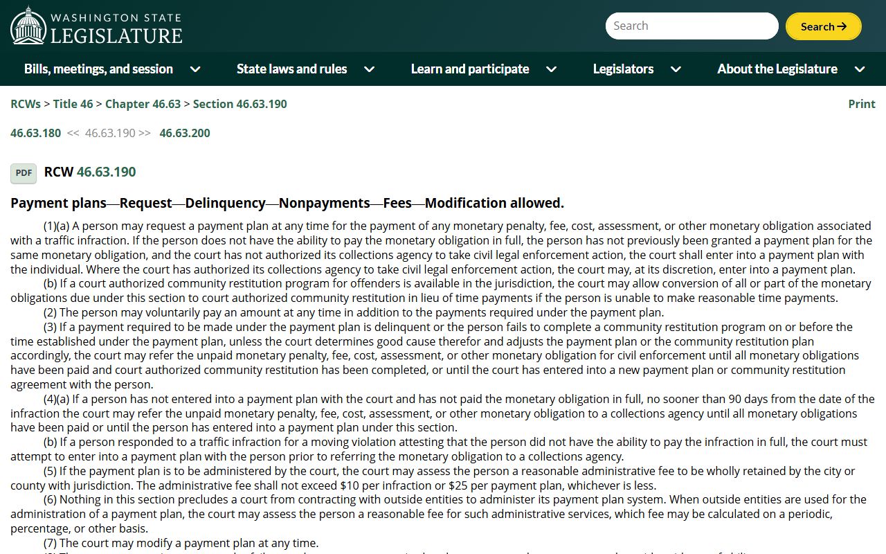 Washington Traffic Court Records payment plans source