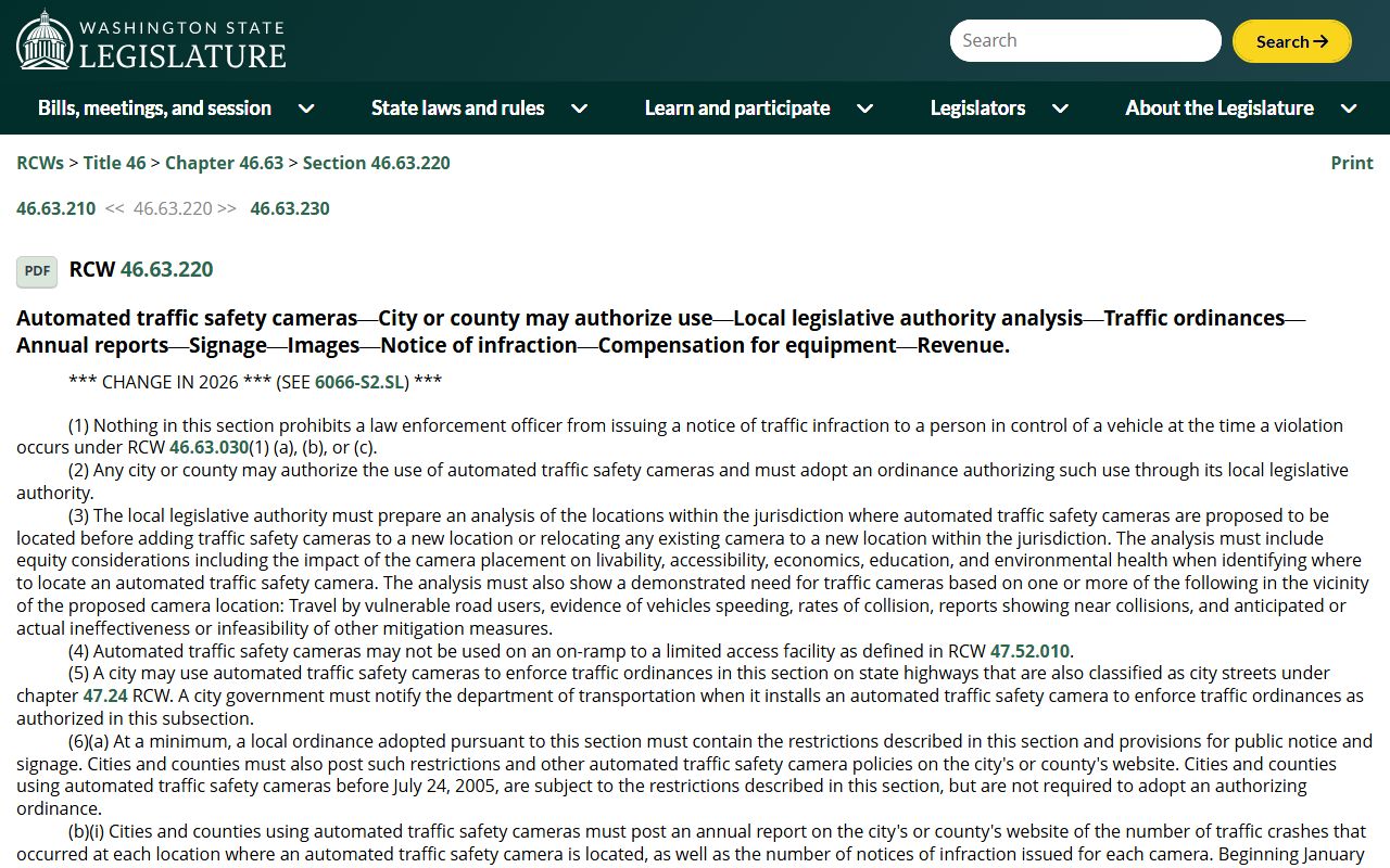 Washington Traffic Court Records automated camera source